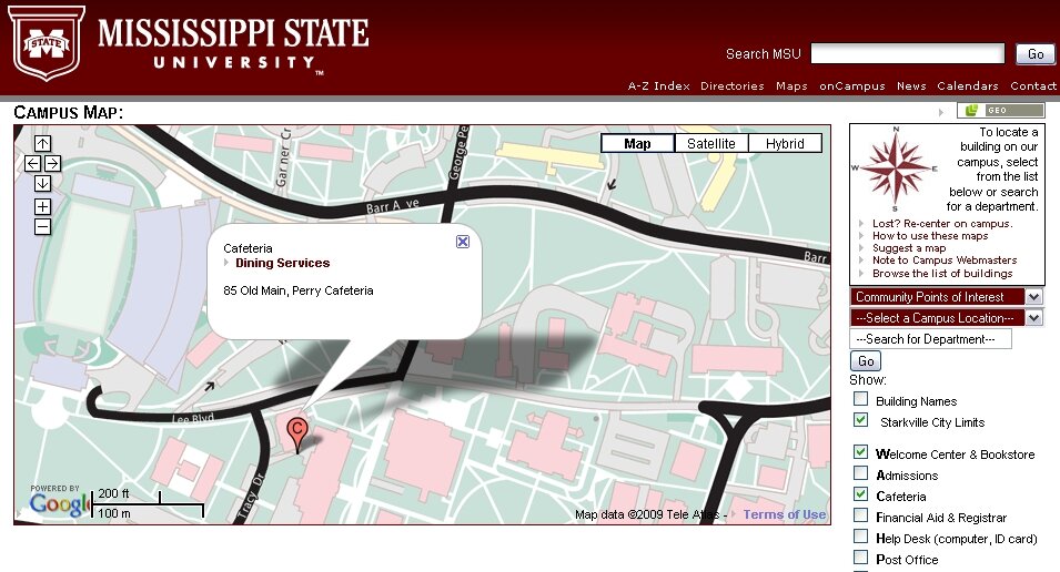 Mississipi State University Campus Map